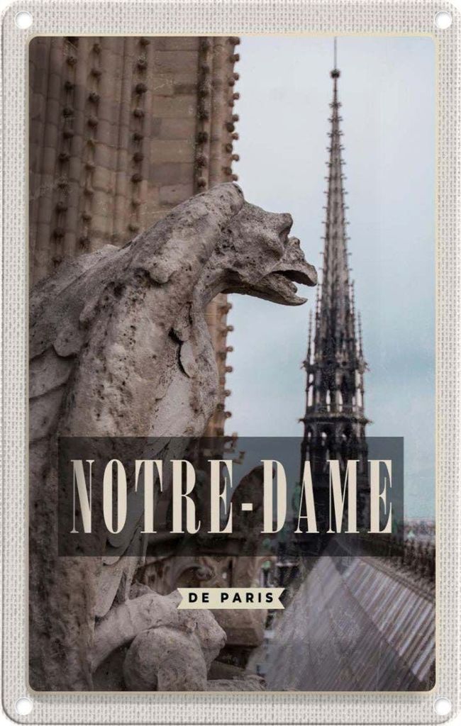 vianmo Blechschild 18x12 cm Notre-Dame de Paris Reiseziel Bildmotiv Reisemotiv Abenteuer Reisen Urlaub