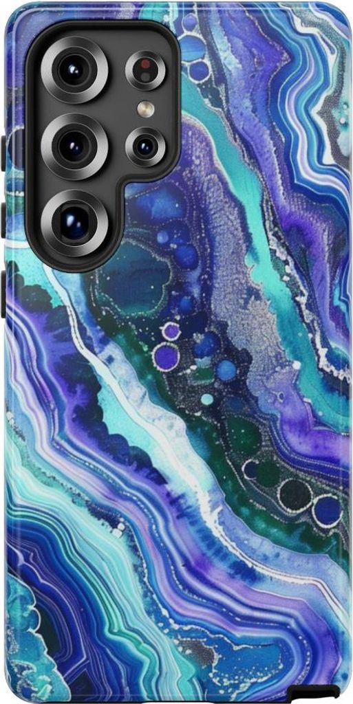 Blau-violette Geodenwirbel – Hülle Kompatibel mit Samsung Galaxy S25 Ultra