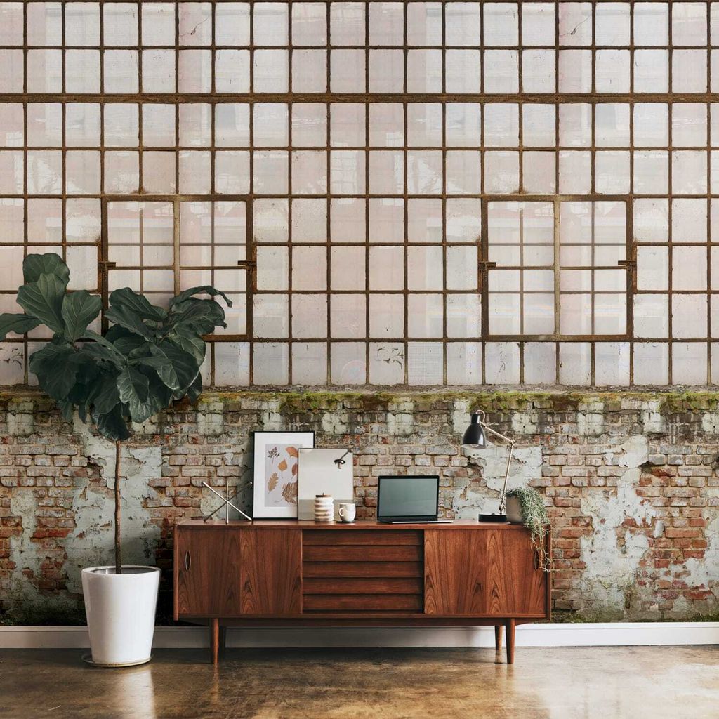 Profhome 392441-GU Fototapete Ziegelstein creme braun grün Produktbild 