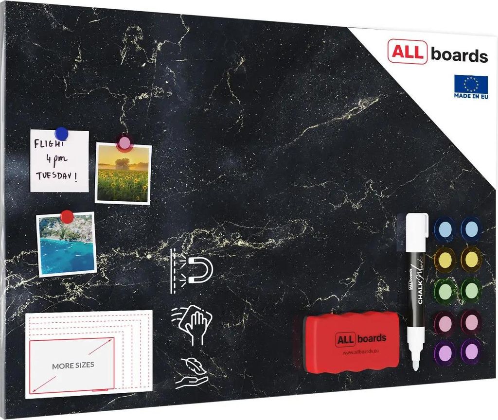 Lavagna magnetica in acciaio MARMO NERO 90x60cm MetalBoards Immagine del prodotto 