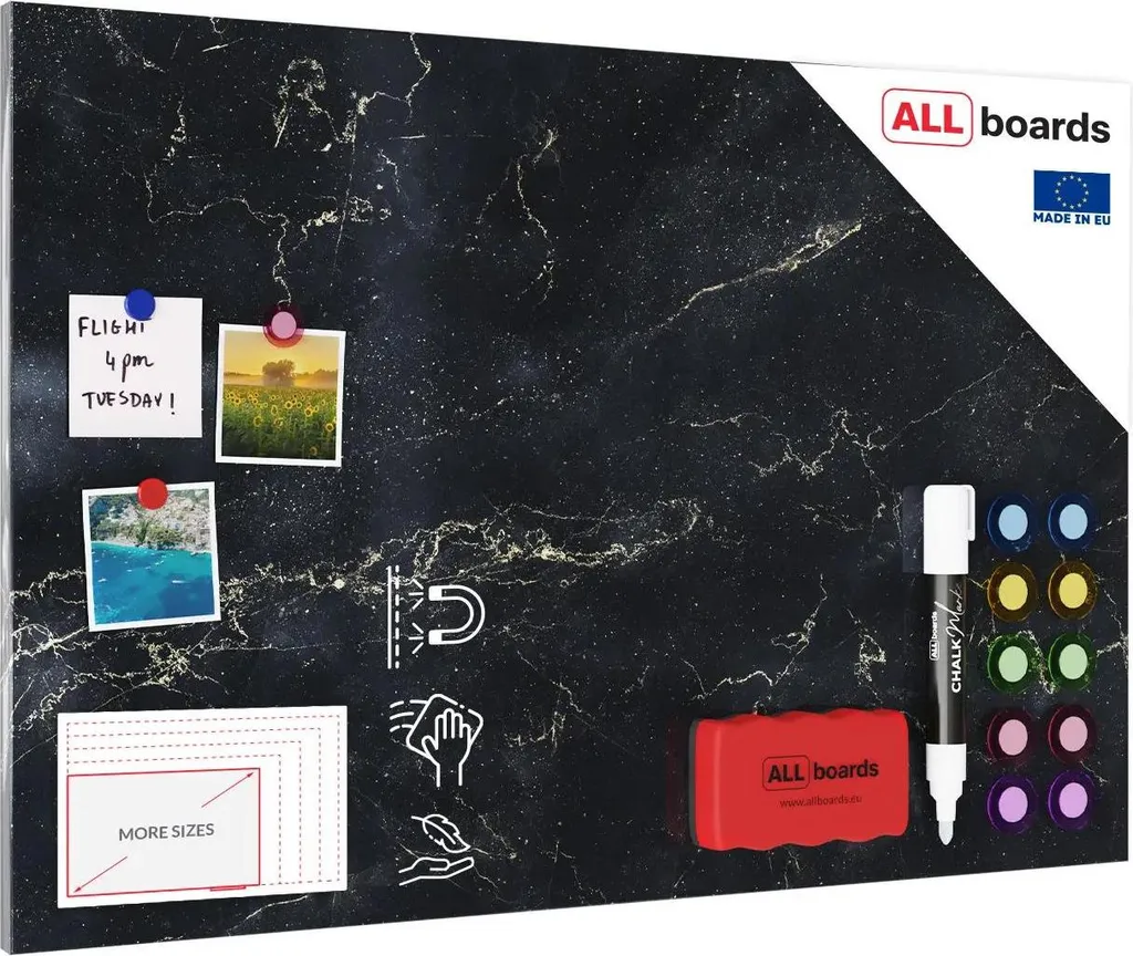 Lavagna Magnetica Marmo Nero 90x60 MetalBoards | Acciaio per Calamite