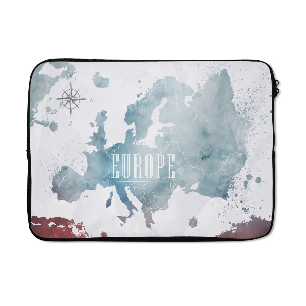 MuchoWow Laptop Hülle 14 ZollKarte - Europa - Ölfarbe Laptoptasche - Laptoptasche - Stoßsicher - Schutzhaube