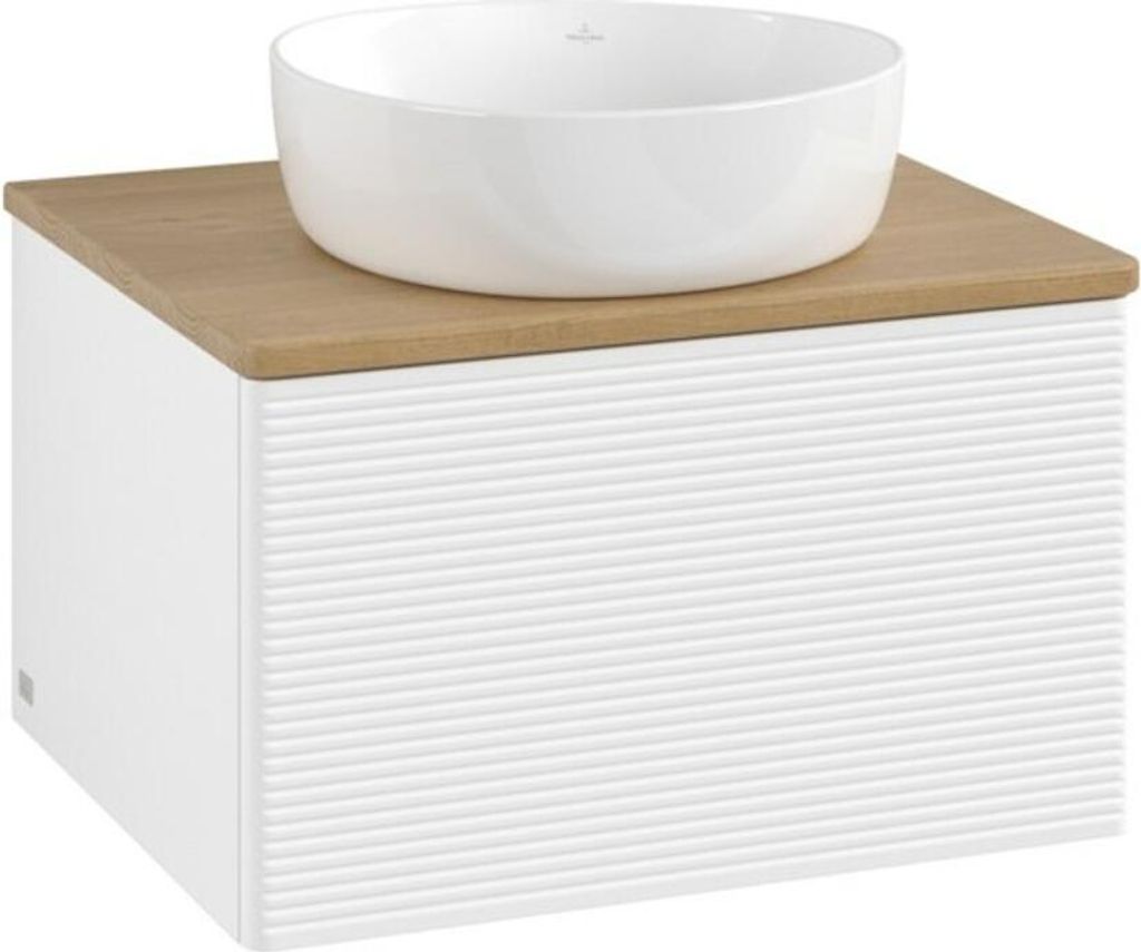 V&B Waschtischunterschrank mit Frontstruktur Antao 60x36x50cm, WBP-farbe hon. Oa, wh. m Lac