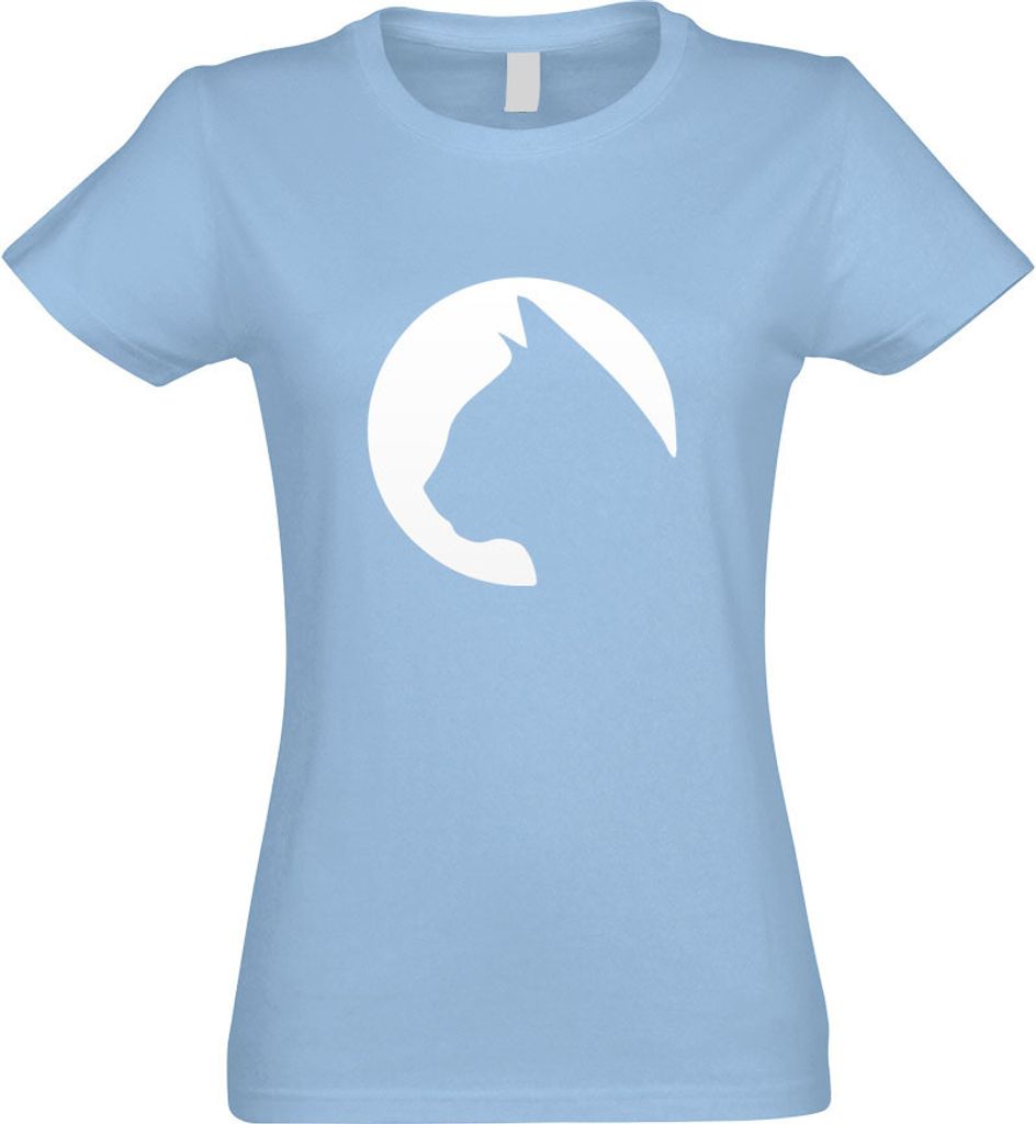 Kiwistar - T-Shirt tailliert - Damen - himmelblau - Katzenkopf Cat Head - mit Motiv Bedruckt - Funshirt Design - Sport - Freizeit - Damen - L