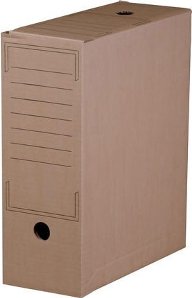 25x Archiv-Ablagebox 100 mit Automatikboden 323x96x272mm braun