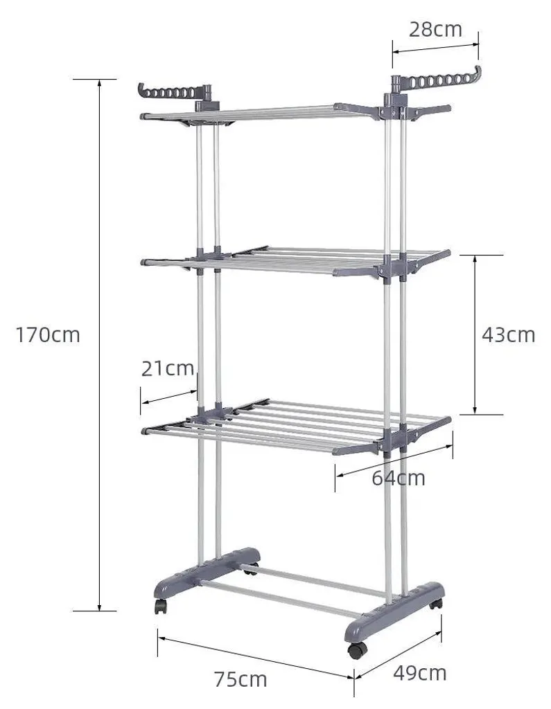 Séchoir à linge intérieur et extérieur pliable en acier - Gain de place