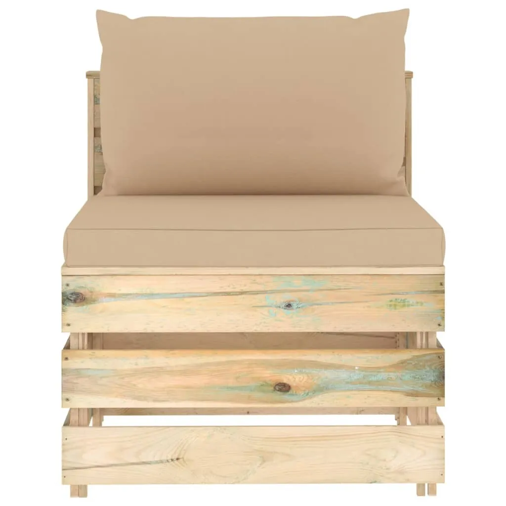 Offerta Divano Centrale Outdoor Legno Impregnato e Cuscini Soft
