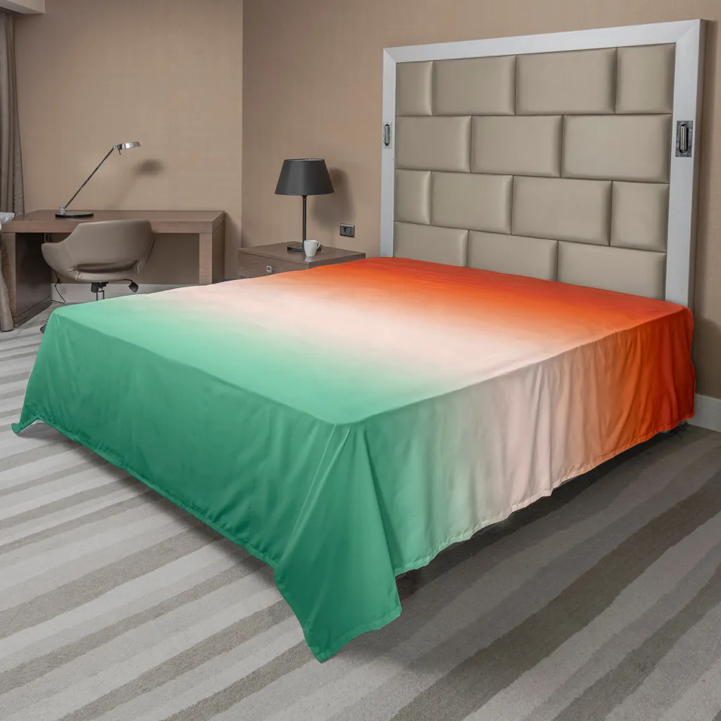Drap de lit doux et soyeux motif dégradé, grand format 266x260 orange
