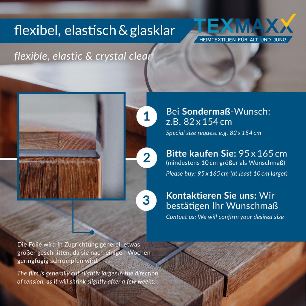 TEXMAXX Tischfolie transparent 80 cm x 120 cm