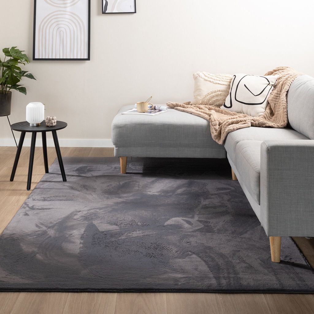 Volero - Flauschiger Teppich - Cozy Anthrazit - 130x200 cm - Wohnzimmer, Esszimmer, Kinderzimmer, Schlafzimmer - Klassik, Ländlich, Modern, Skandi...