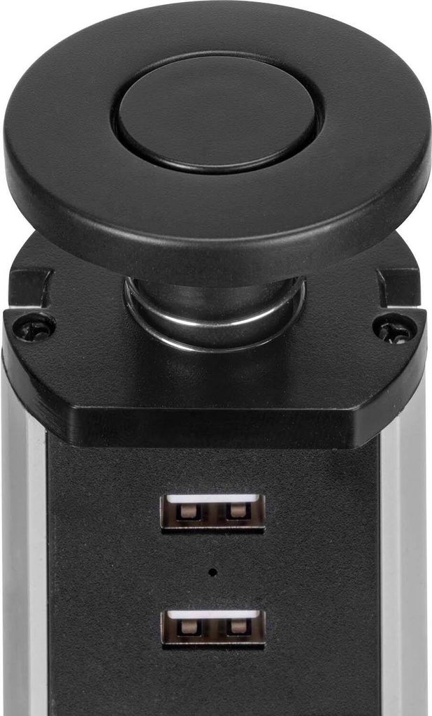 Emuca Vertikaler Hebbarer Multikonnektor 60 Mm Silber One Size / EU Plug 220V Silber One Size