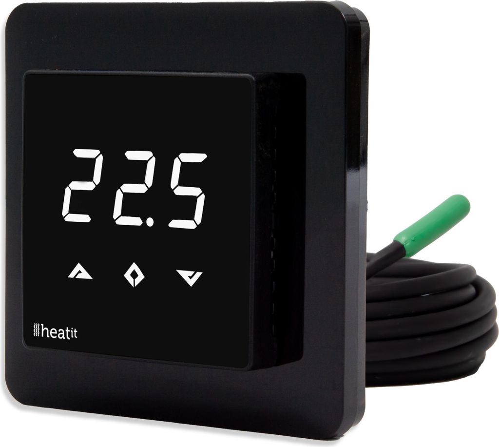 Heatit Z-Wave Thermostat Schwarz für elktrische Fußbodenheizung Temperaturregler Heizungssteuerung