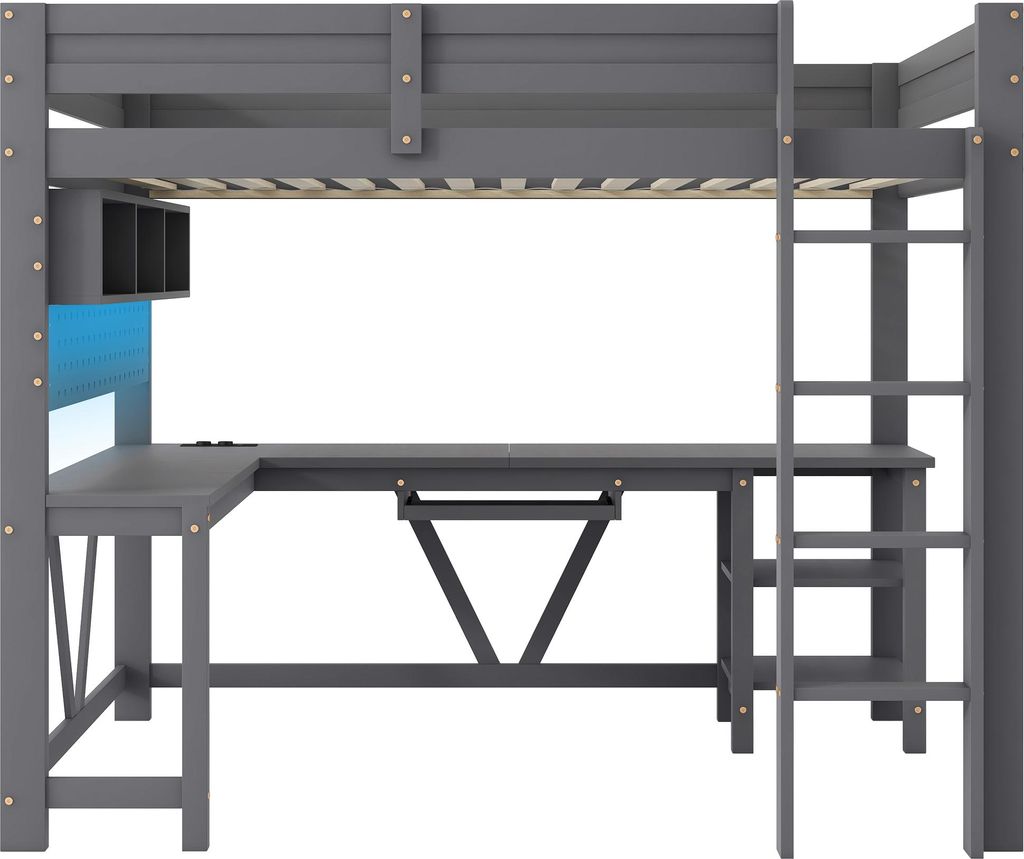 Merax Etagenbett 90x200 cm, Gaming-Hochbett aus Holz mit Produktbild 