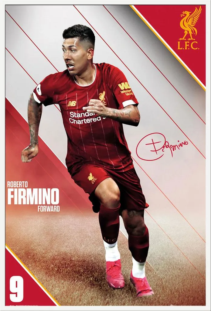 Affiche FC Liverpool Roberto Firmino 19/20 avec Cadre Blanc Shinsuke