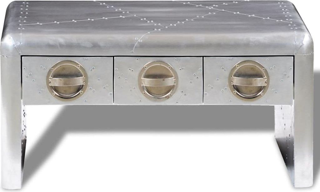 vidaXL Couchtisch mit 3 Schubladen Vintage Flugzeug-Stil
