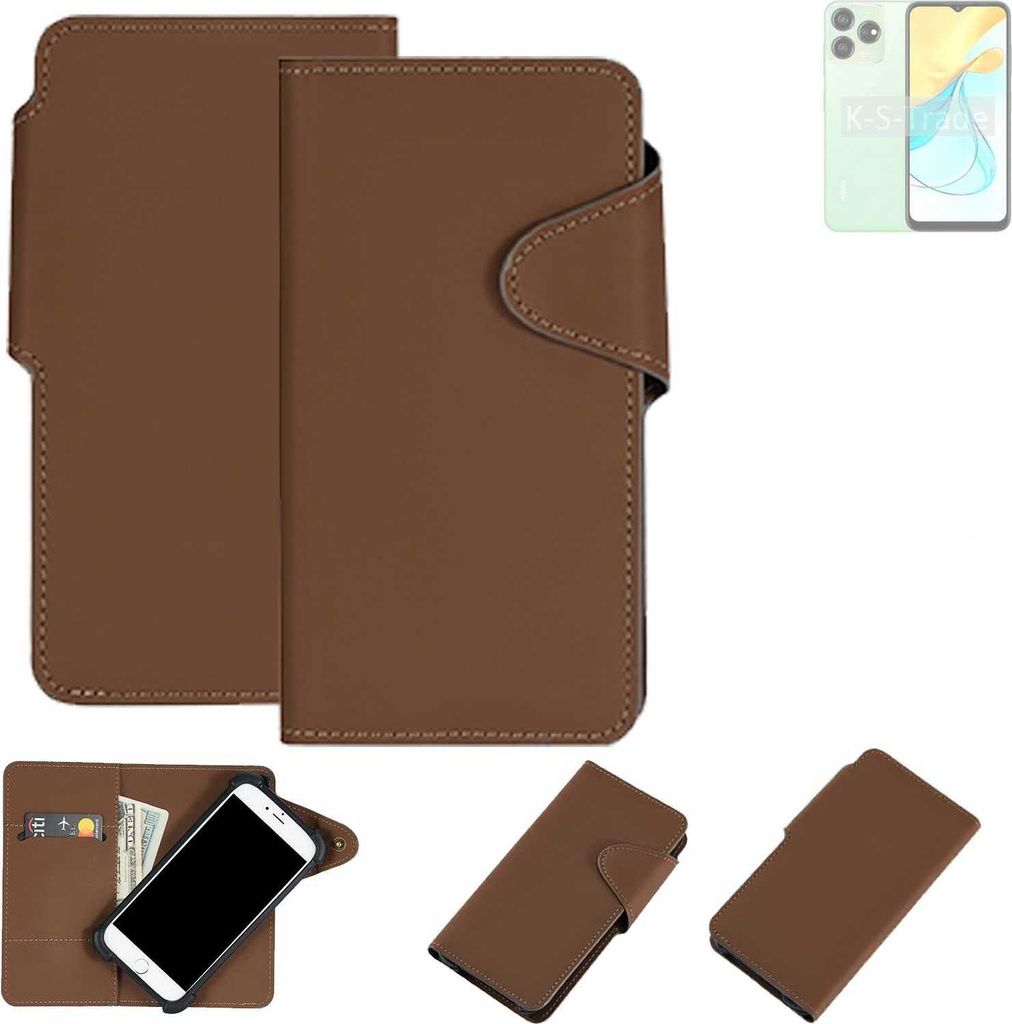 K-S-Trade Schutzhülle Klapphülle Kunstleder kompatibel mit ZTE Axon 50 Lite braun Handy Hülle Wallet Case