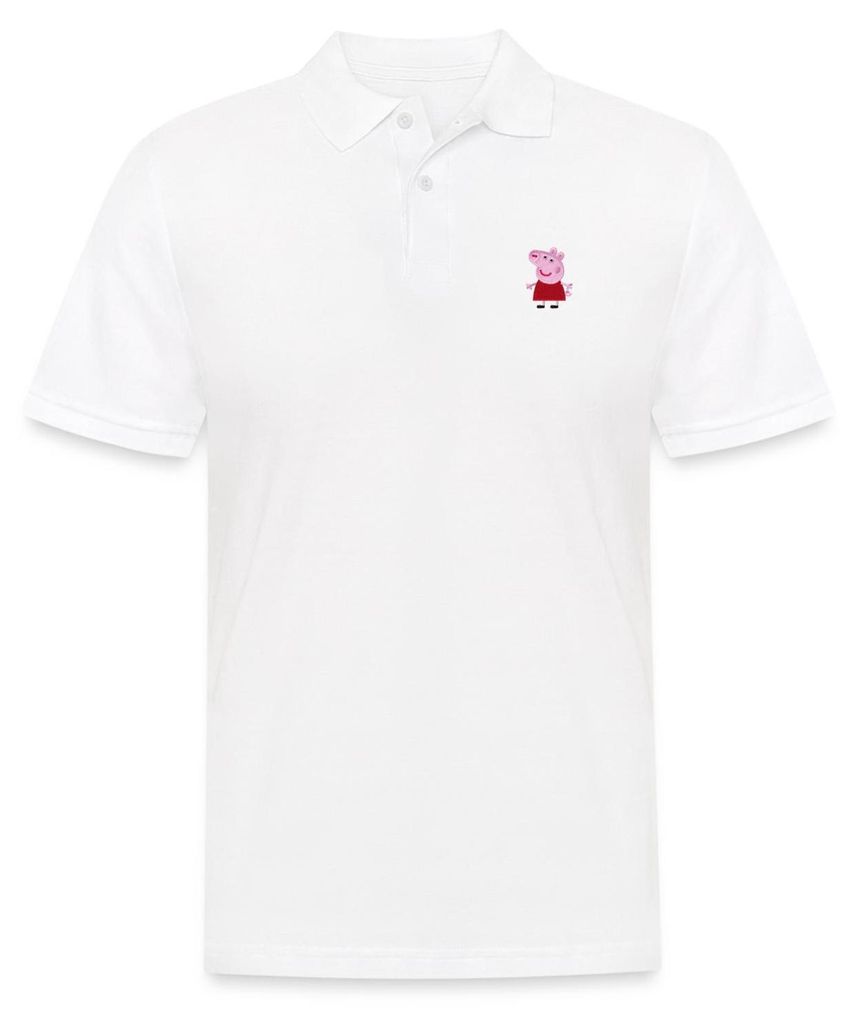 Spreadshirt Peppa Wutz Brustdesign Stick Herren Poloshirt, S, Weiß