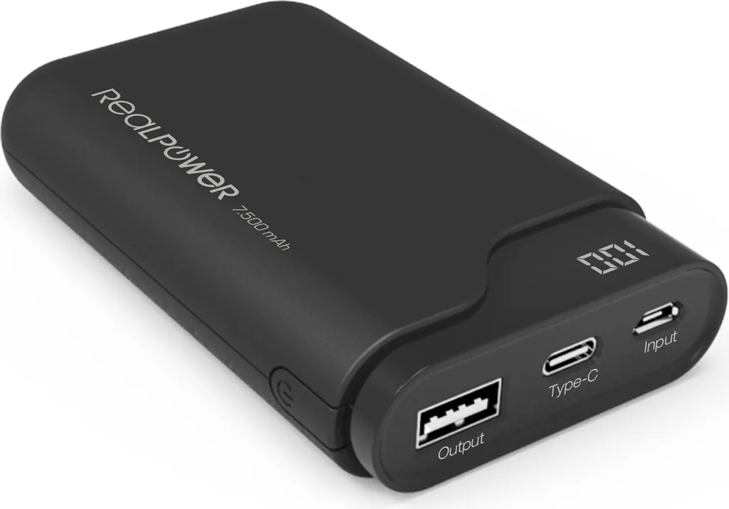 Realpower 243924 Powerbank Type C 7500 mAh noir batterie de secours