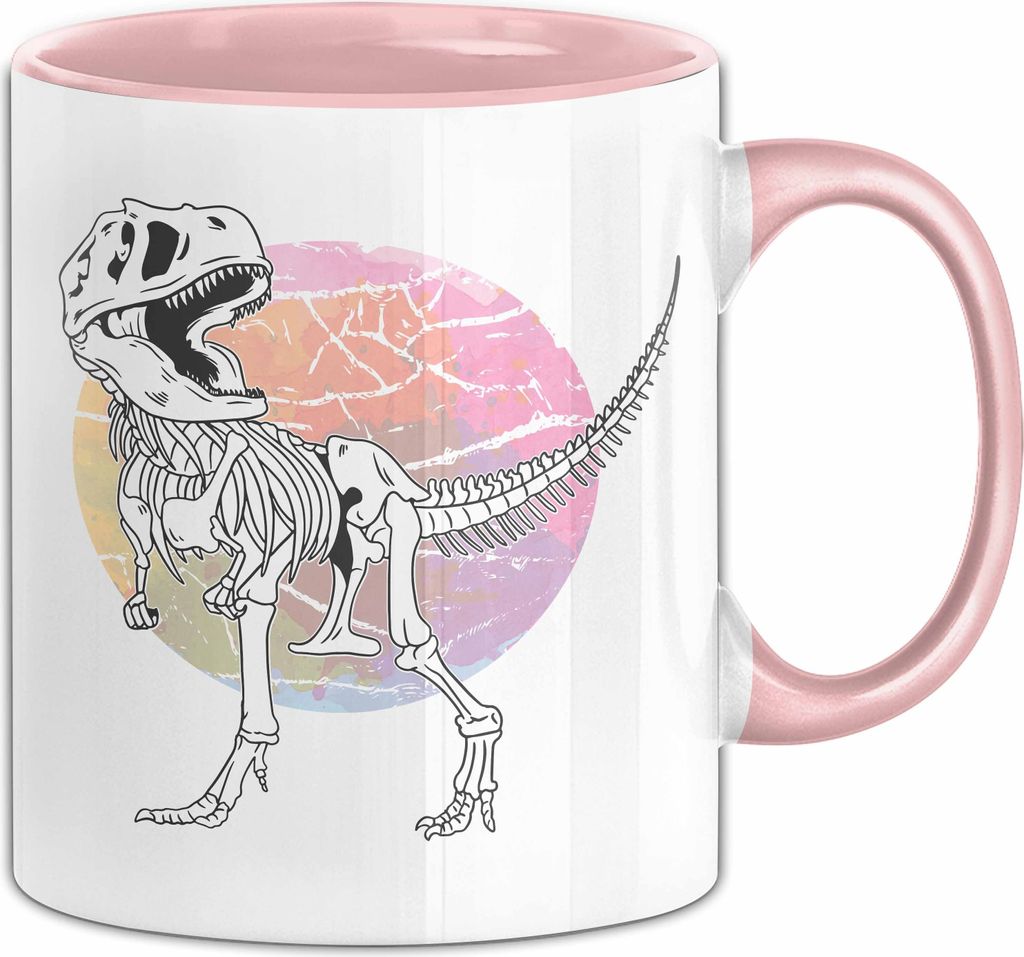 Dinosaurier Tasse Geschenk Skelett Tasse Geschenk Dino T-Rex Geschenk Für Jungs (Rosa)