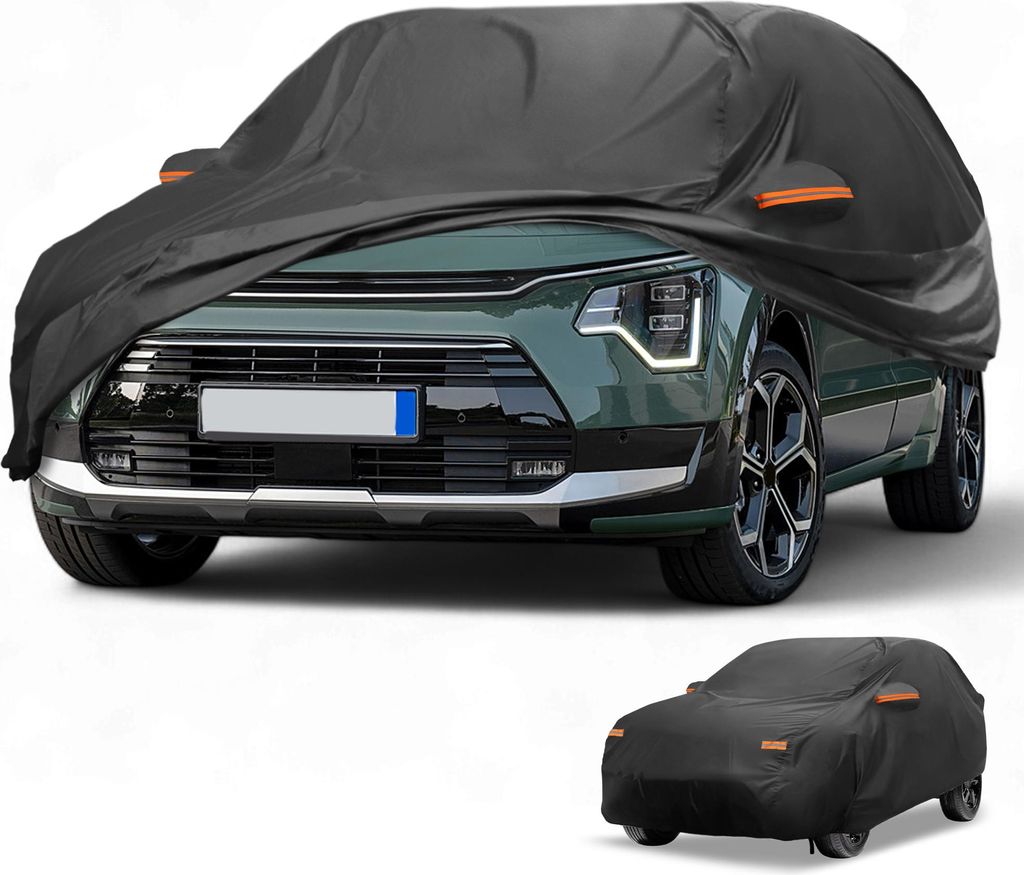 Autoabdeckung Wasserdicht Alle Wetter Sonne Regen Schutz Vollst?ndige Au?enabdeckung fš¹r Kia Niro 2016-2023 210D-PU Schwarz mit Reflektierenden ...