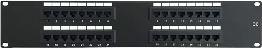 Panneau de brassage CAT6 UTP 32 ports haute densité 2U pour rack 19" noir