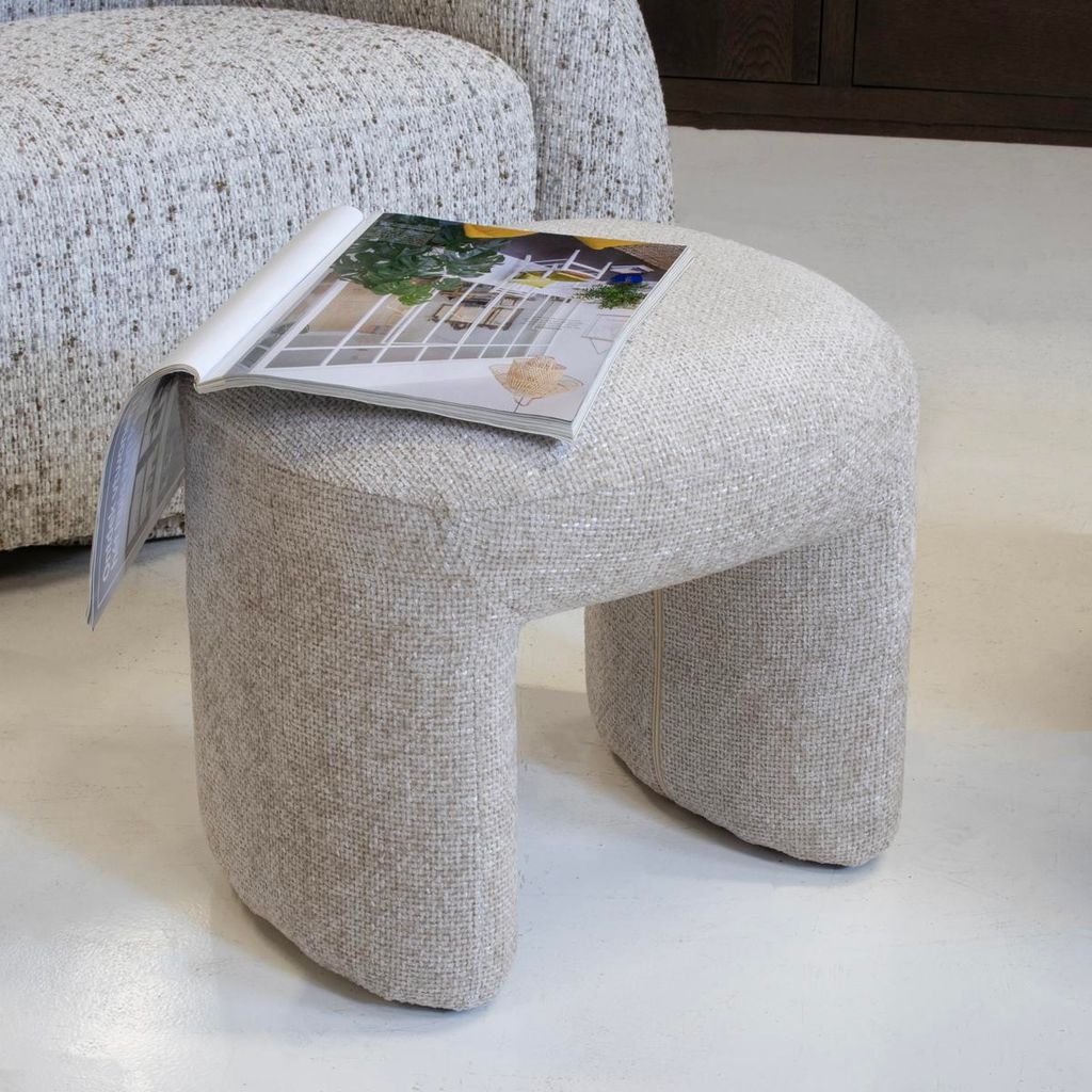 Hocker Taupe - Stoff - 47x42x42cm - Hocker Raven - Giga Meubel