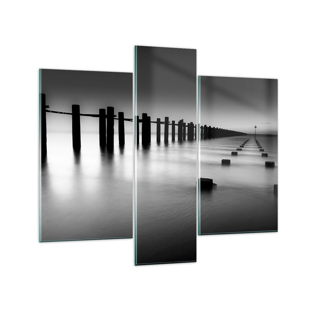 Bilder auf glas - Meer Ufer Ozean Horizont - 95x80cm - Glasbilder - Wandbilder - Kunstdruck - zum Aufhängen bereit - Wanddekoration aus Glas - Gla...