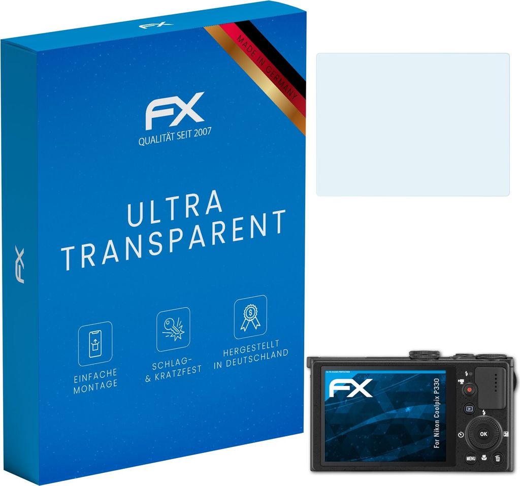 atFoliX FX-Clear 3x Schutzfolie kompatibel mit Nikon Coolpix P330 Displayschutzfolie