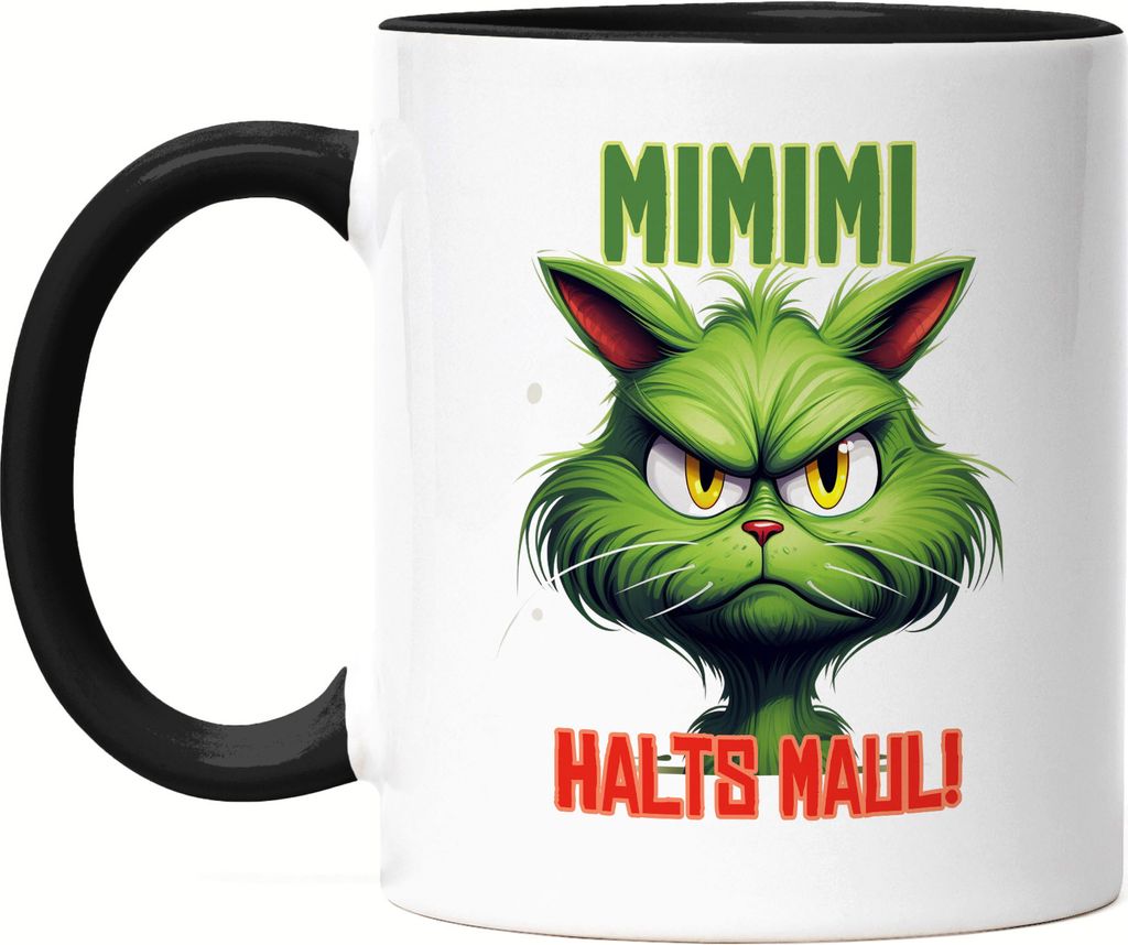 Mimimi Halts Maul Tasse Schwarz Weihnachten Cat Katze Nörgeln Sarkasmus Geschenk