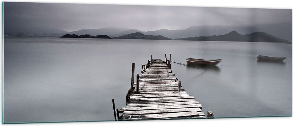 Bilder auf glas - Brücke See - 140x50cm - Glasbilder - Wandbilder - Bilder - Kunstdruck - zum Aufhängen bereit - Wanddekoration aus Glas - Glas B...