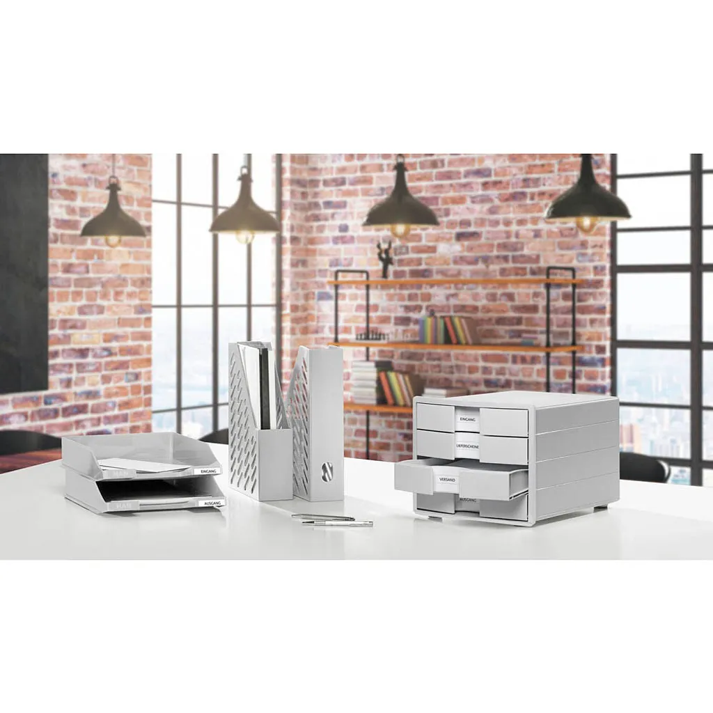 HAN 1010-X-11 Box à tiroirs IMPULS 4 compartiments gris clair de bureau - 6