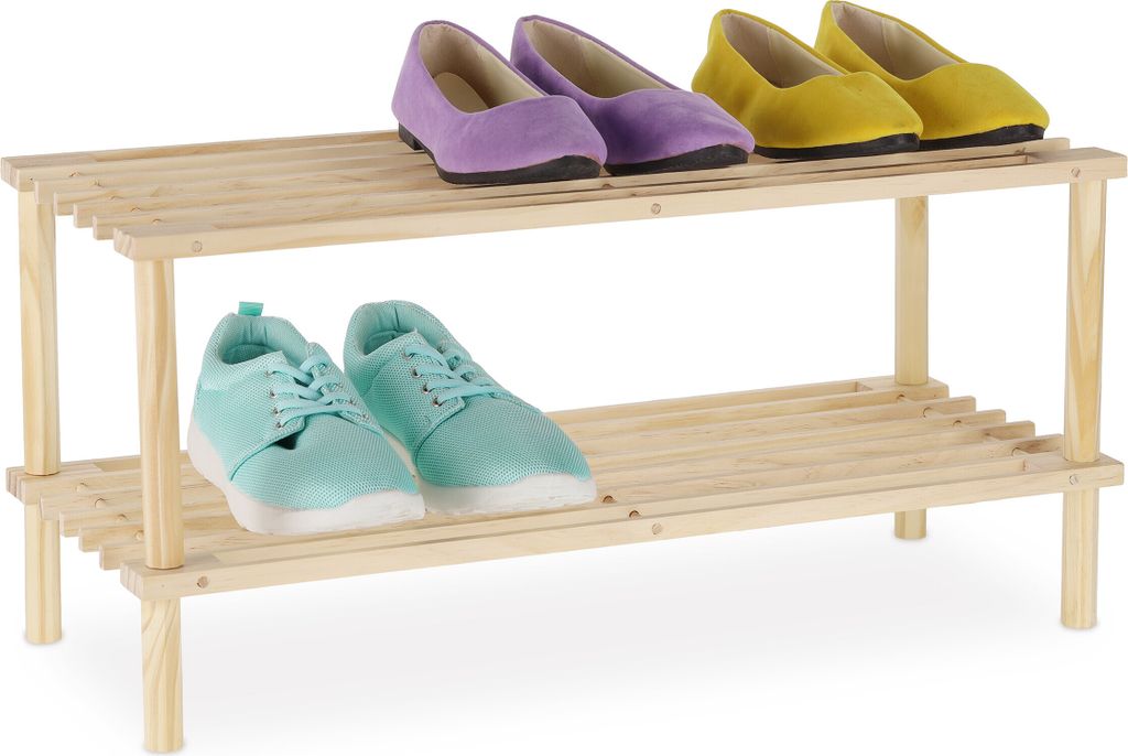 Scaffale per scarpe Relaxdays in legno, modello stretto a 2 Immagine del prodotto 