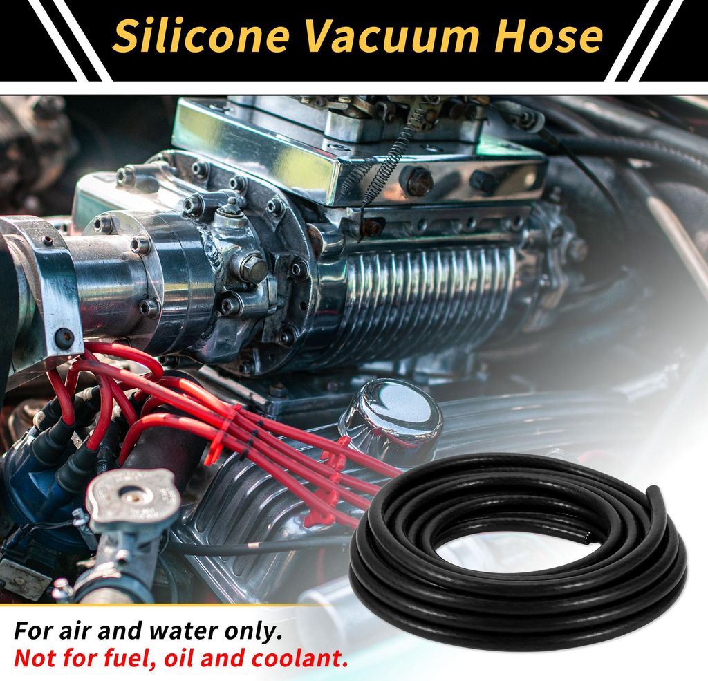 Silikon Vakuum Schlauch für Luft und Wasser 29.53ft 2/5" 10mm ID 3mm Dicke Hoch Temperatur Schwarz 1Stk