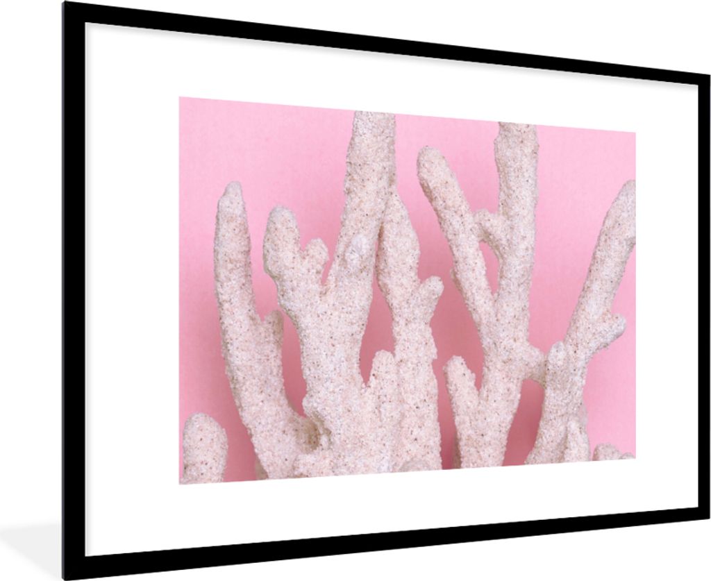 MuchoWow Gerahmtes Poster Koralle - Rosa - Sommer 90x60 cm - Poster mit Schwarzem Bilderrahmen Wandposter Rahmen Foto Bilder - Wanddekoration - F...