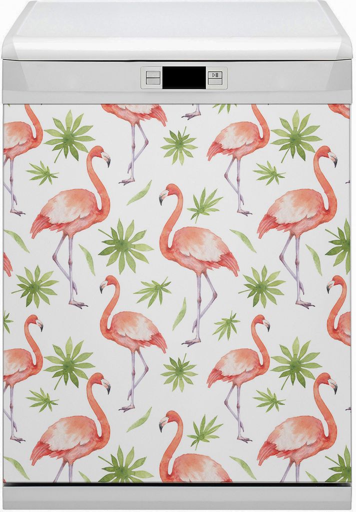 Magnet Folie für Geschirrspüler Magnete Geschirrspüle Magnet für Spülmaschine 60x70 cm Dekor - Flamingos