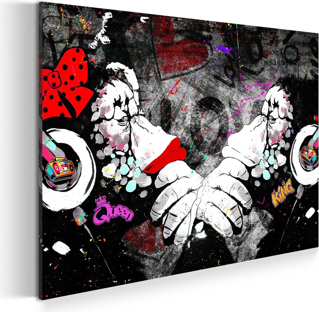Street Art Monkey Couple Pop Art Wandbild Leinwandbild Kunstdruck XL Wanddeko: 90x60x4cm