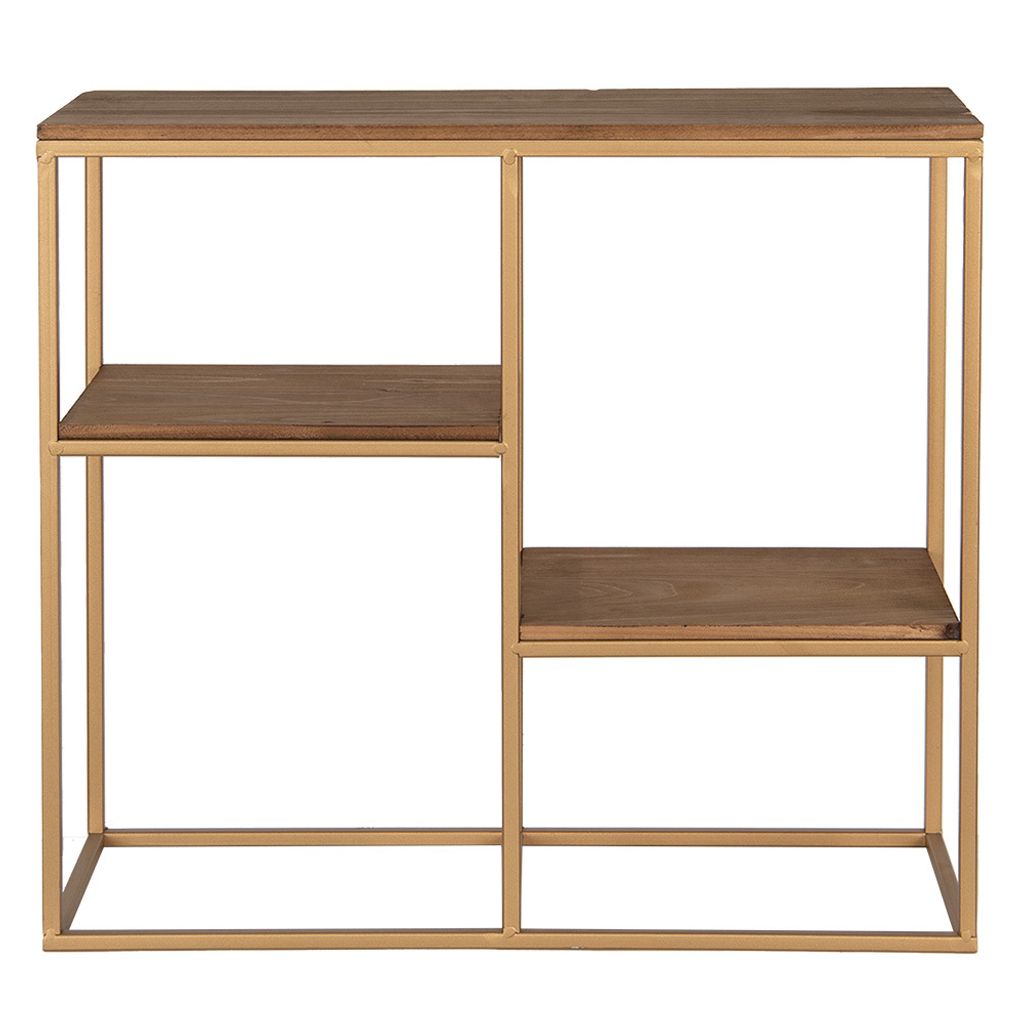 Clayre & Eef Wandregal 49 cm Goldfarbig Braun Holz Produktbild 