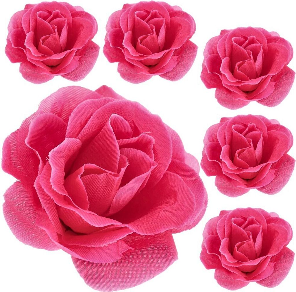 Dekolo Künstliche Blumen Blütenköpfe Rosen Dekorative Pflanzen Hochzeit 6 Stück Amaranth