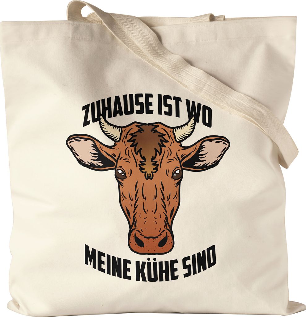 Zuhause Ist Wo Meine Kühe Sind Jutebeutel Stoffbeutel Canvas Kuh-Fans Kuh-Liebhaber Milchkuh Landwirt Geschenkidee