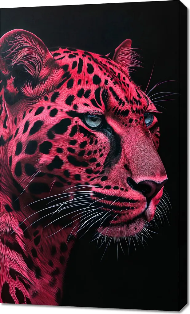 Tableau Jaguar écarlate 60x100 cm en toile pour salon contemporain