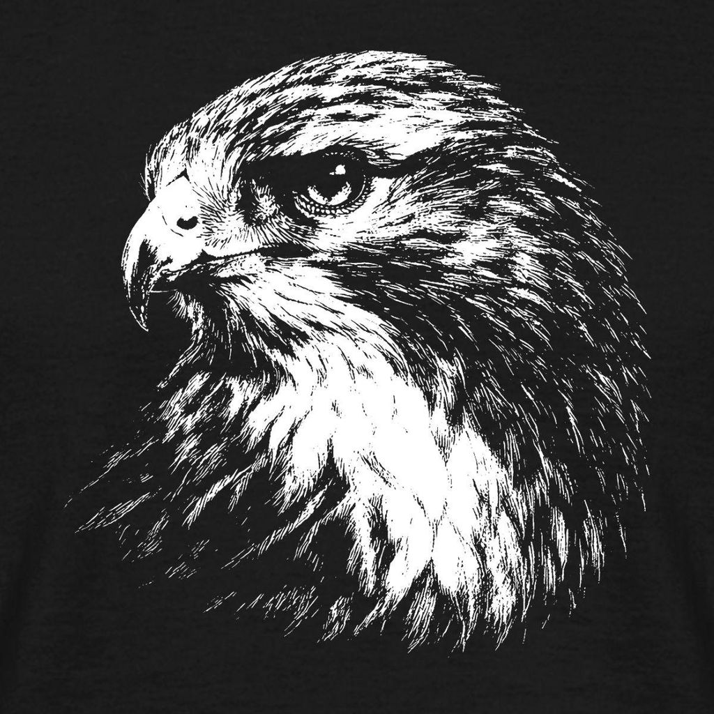 Spreadshirt Adler Kopf | Minimalistisches Adler Motiv Männer T-Shirt, 4XL, Schwarz