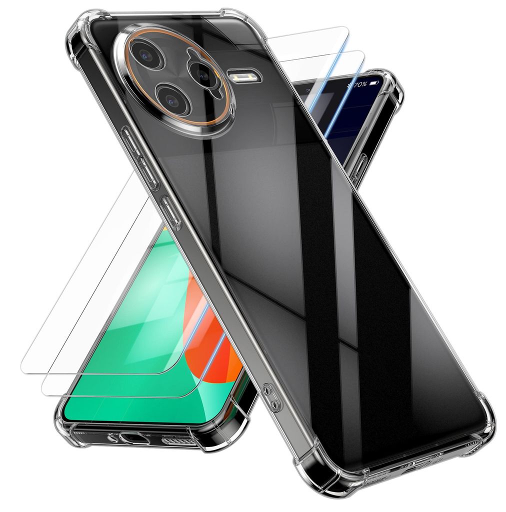 kalibri Hülle kompatibel mit Xiaomi Poco F7 Ultra Case - Handyhülle mit 2x Glas Schutz Folie - Cover Handyhülle in Transparent
