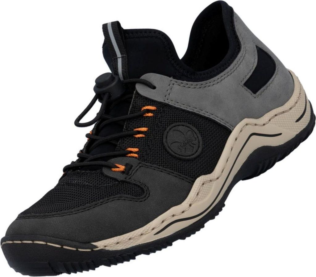 Rieker Damen Slipper L0593-00 Schwarz mit Gummizug, Kunstleder Gr.42