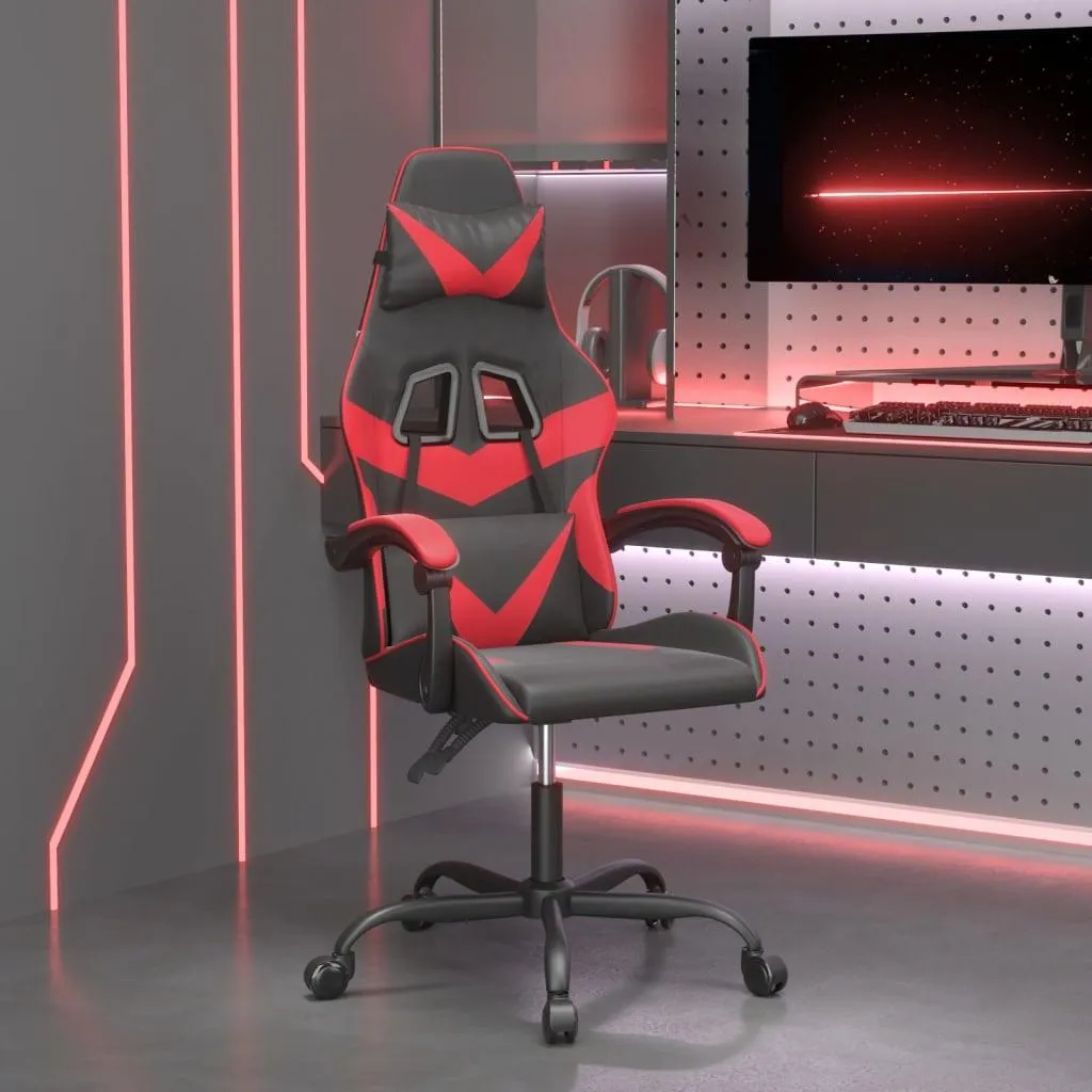 vidaXL Sedia da gioco girevole in ecopelle nera e rossa - 2
