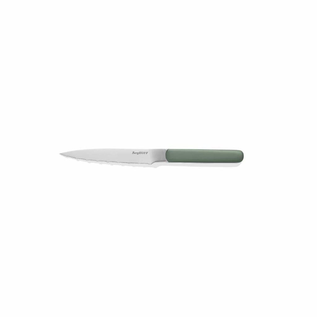 BergHOFF Home Elements Wellenschliffmesser 11,5 cm, Edelstahlklinge, für Brot Tomaten Brötchen, Khaki