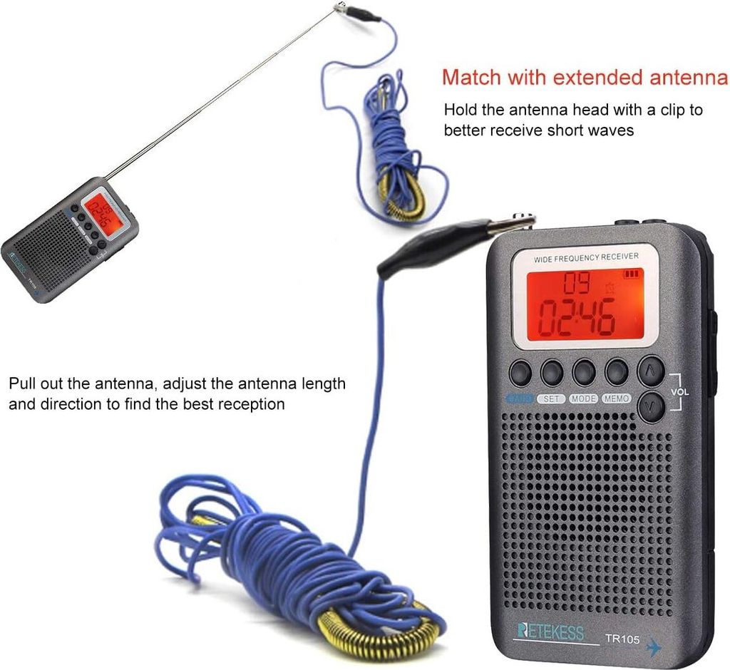 Retekess TR105 Air Band Rádiový prijímač Prenosný FM AM SW Obrázok produktu 4