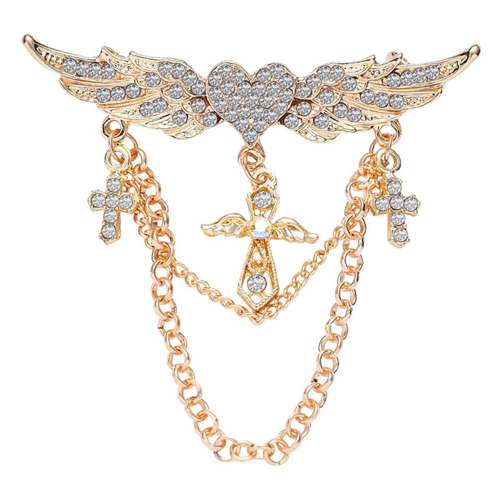 Brosche Pin Flügel Schichten Quaste Vintage Exquisite langlebige Revers Brosche Kleidung Dekor-Golden