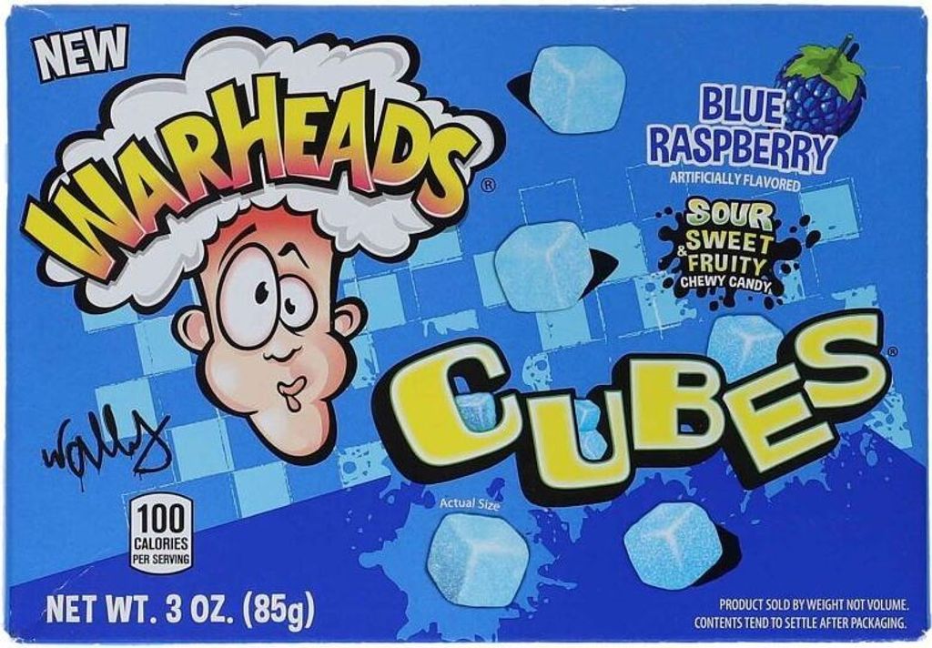 Warheads Cubes Blue Rasperry Sour 85g Produktbild 