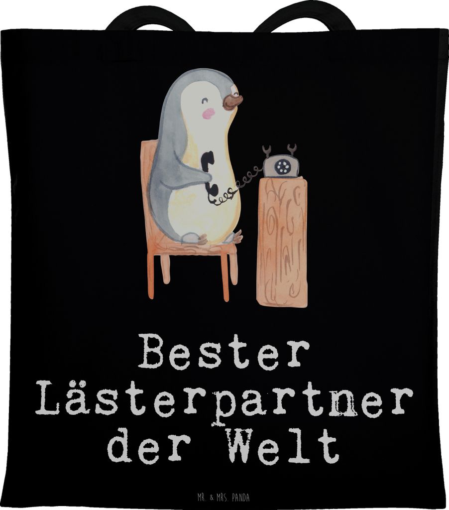 Mr. & Mrs. Panda Tragetasche Pinguin Bester Lästerpartner der Welt - Schwarz - Geschenk, Freundin, Schultasche, Laptoptasche, Bff, Tasche, Spaß, ...