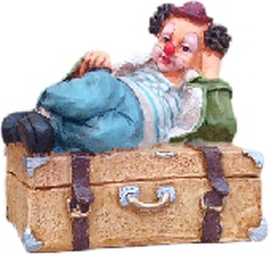 Design Clown auf Koffer Figur Statue Skulptur Figuren Skulpturen Dekoration 5037